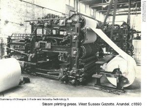 Steam printing press, West Sussex Gazette, Arundel, c1890